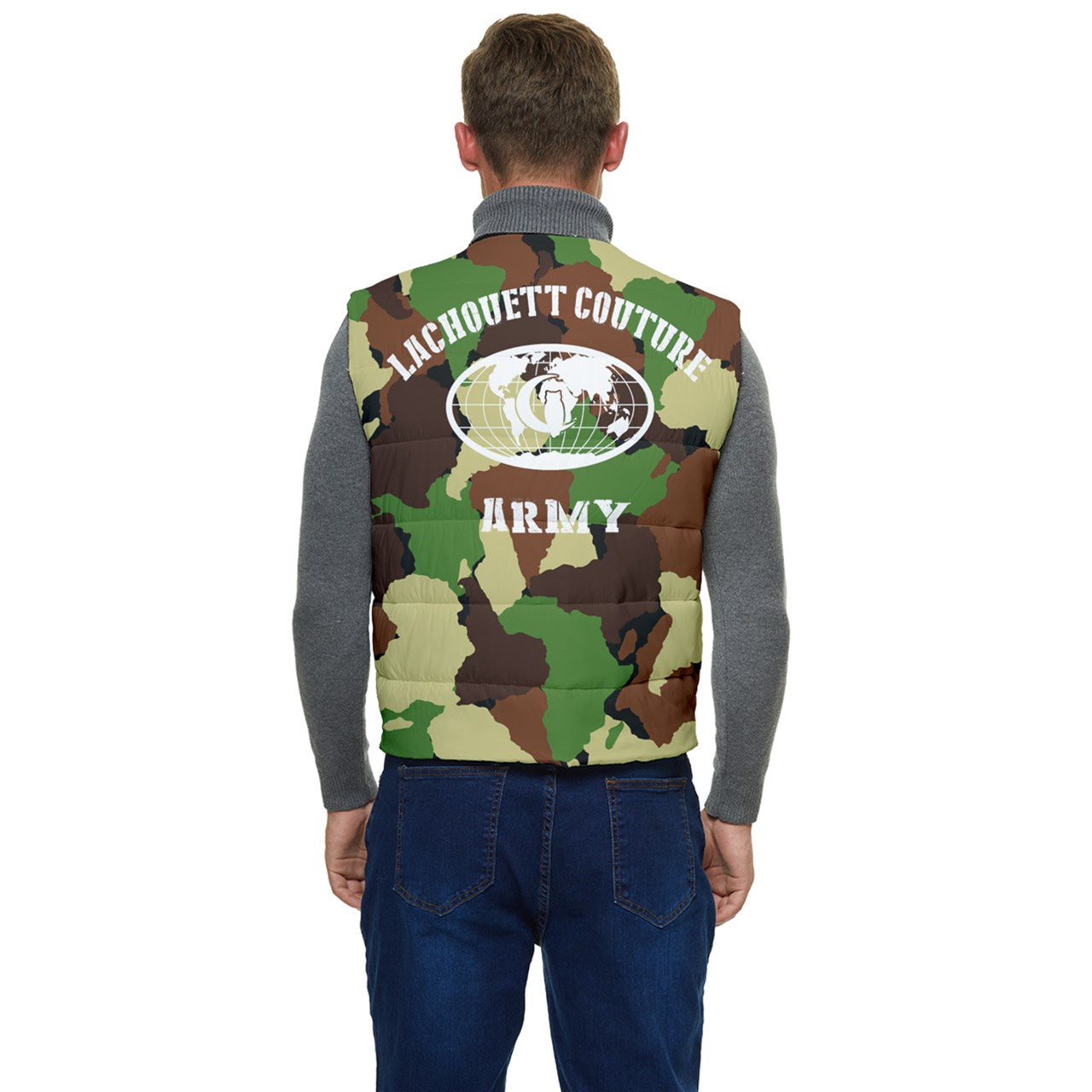 DIASPORA CAMOUFLAGE Men's Button Up Puffer Vest