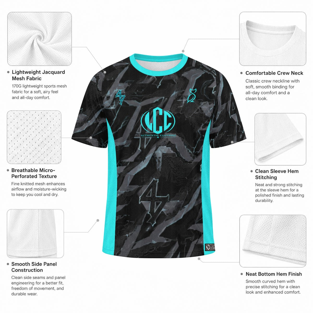 LCC WIZARD BLUE Unisex Jacquard Mesh Sports Jersey