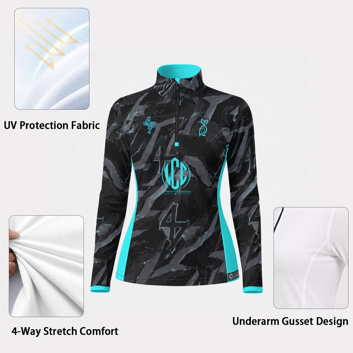 LCC WIZARD BLUE Women's Stand-Collar Sport Jersey Long Sleeve
