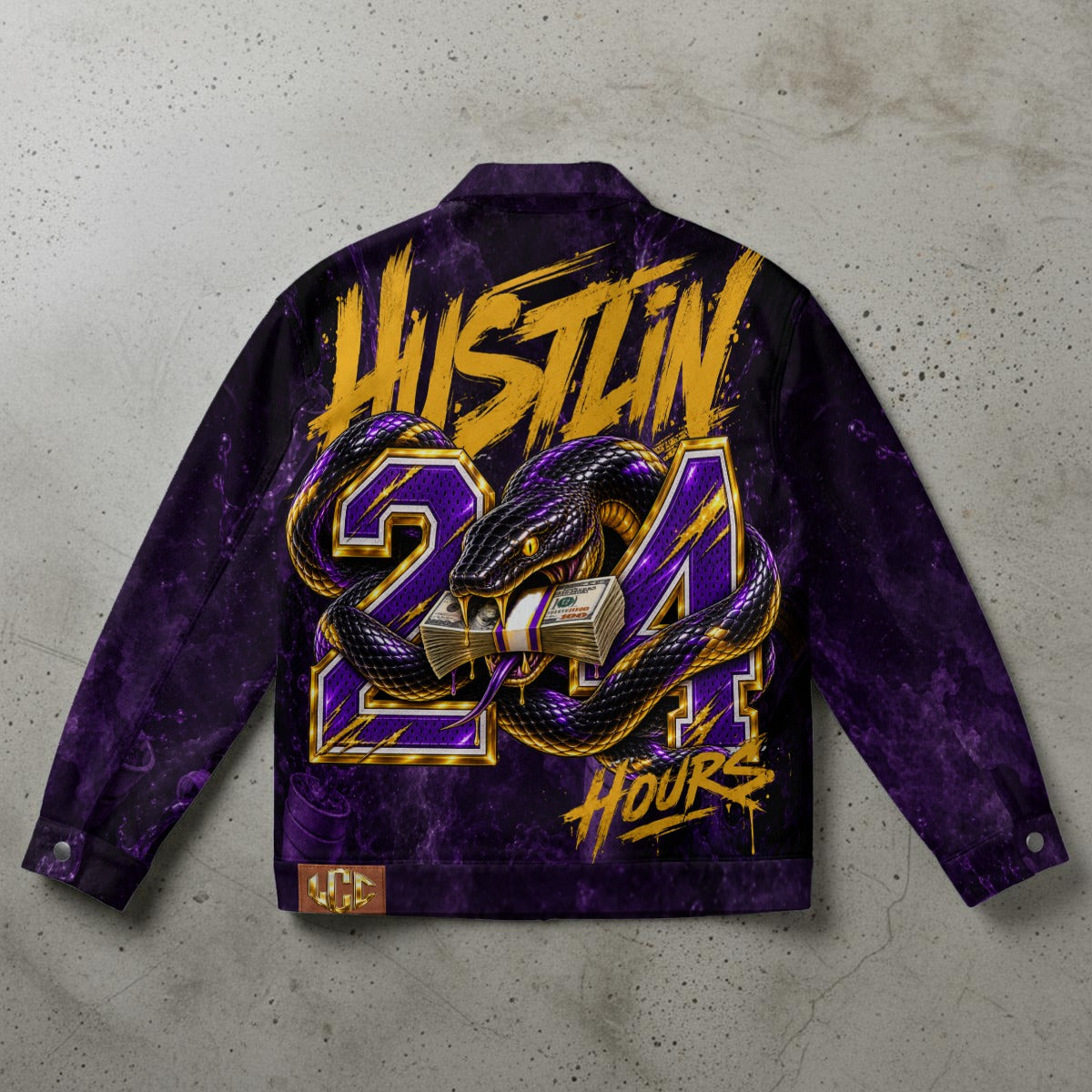 HUSTLIN 24 HOURS Unisex Collared Jacket