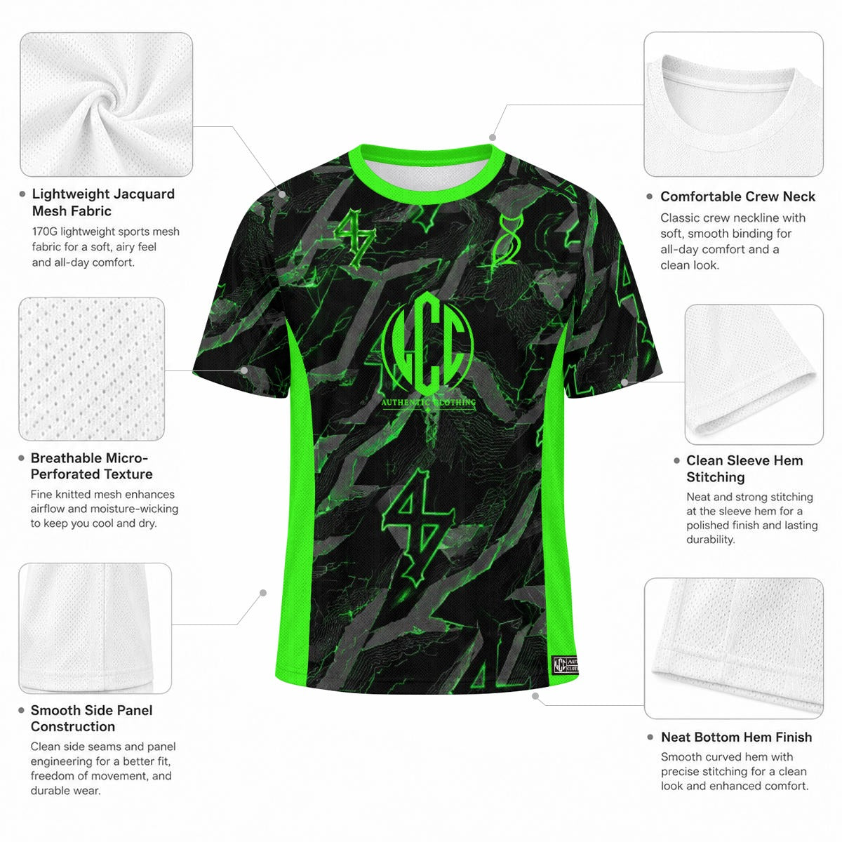 LCC WIZARD MATRIX Unisex Jacquard Mesh Sports Jersey