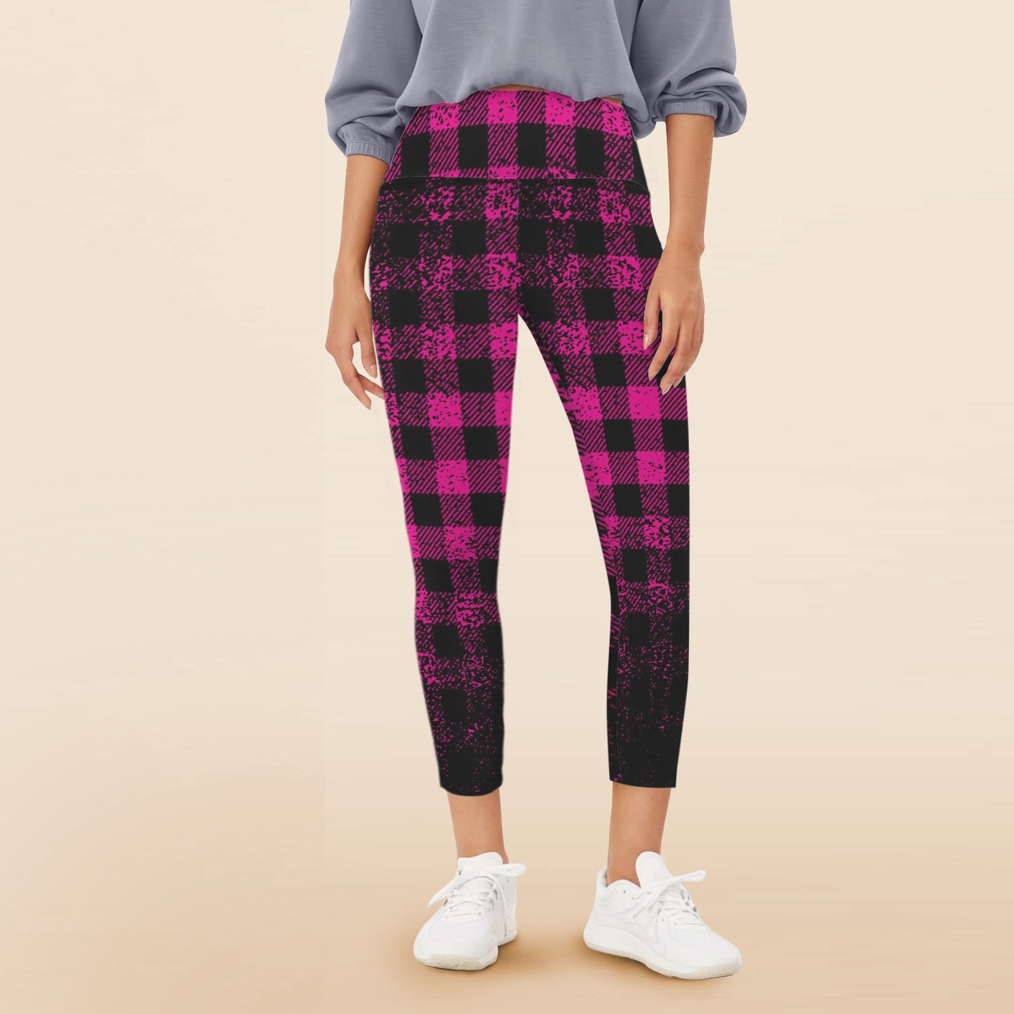 DUSTY PLAID Women's High Waist Pockets Leggings