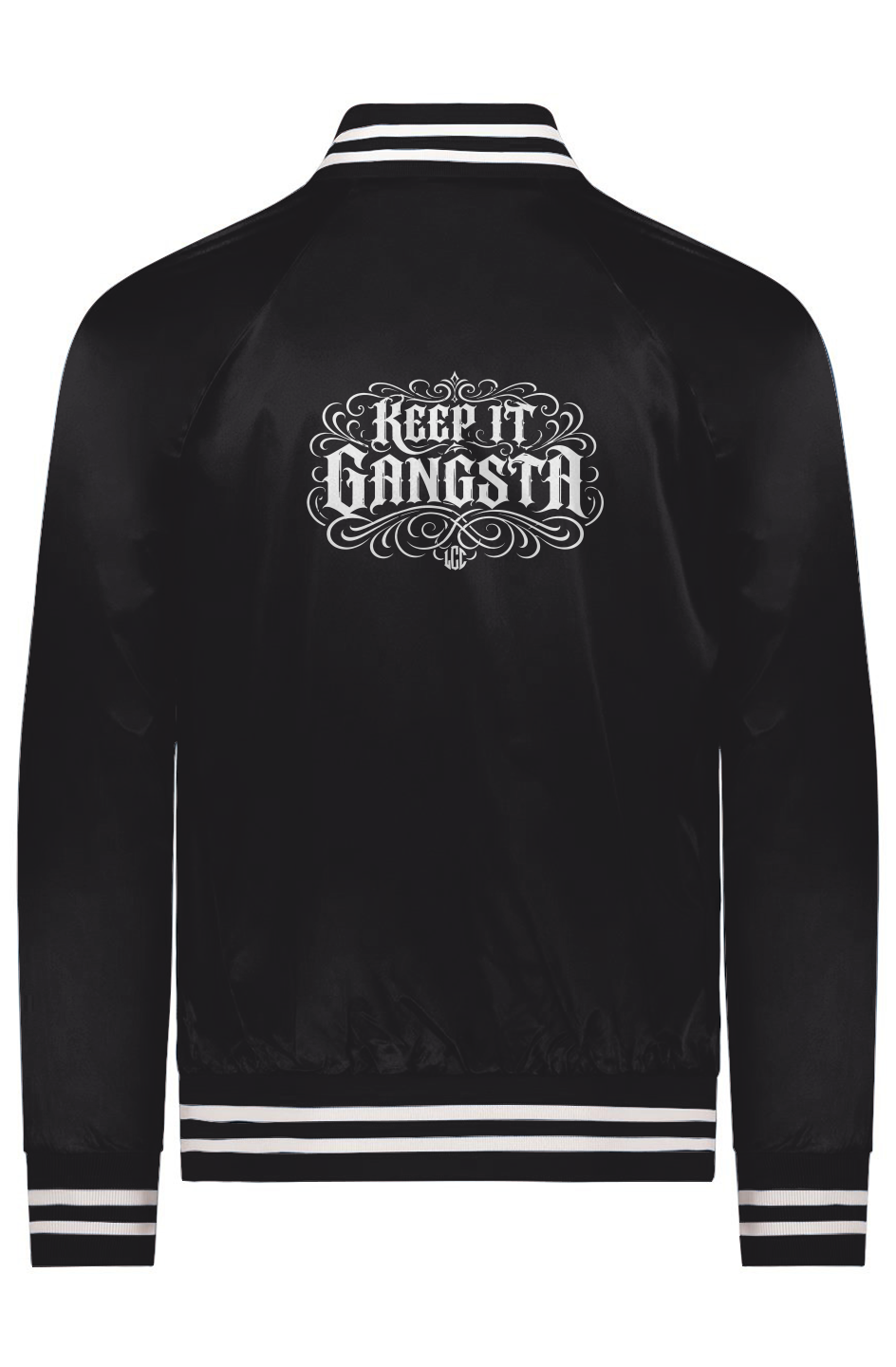 KEEP IT GANSTA Satin Baseball Varsity Jacket