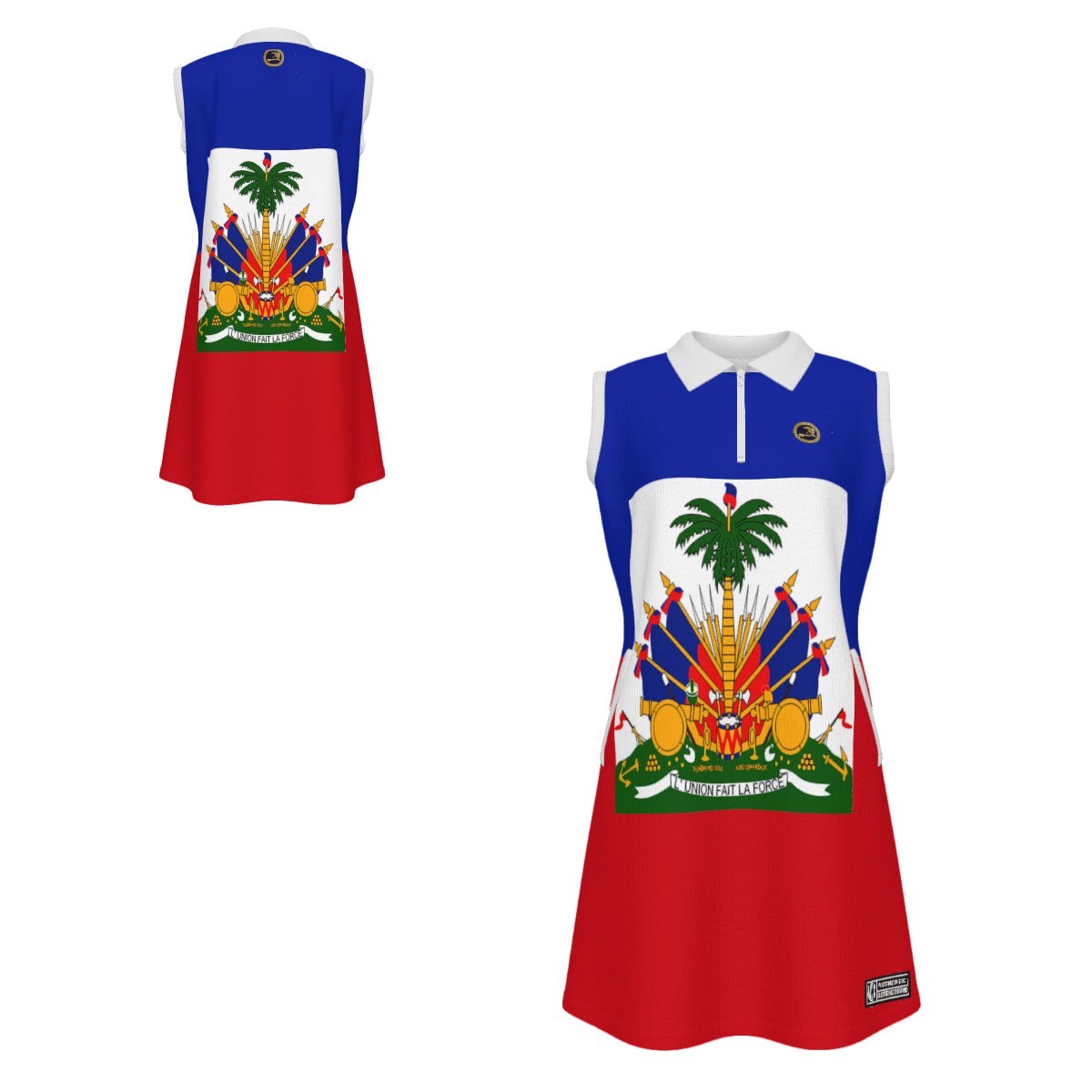 HAITI Women's Polo Sleeveless Zip Dress With Pockets