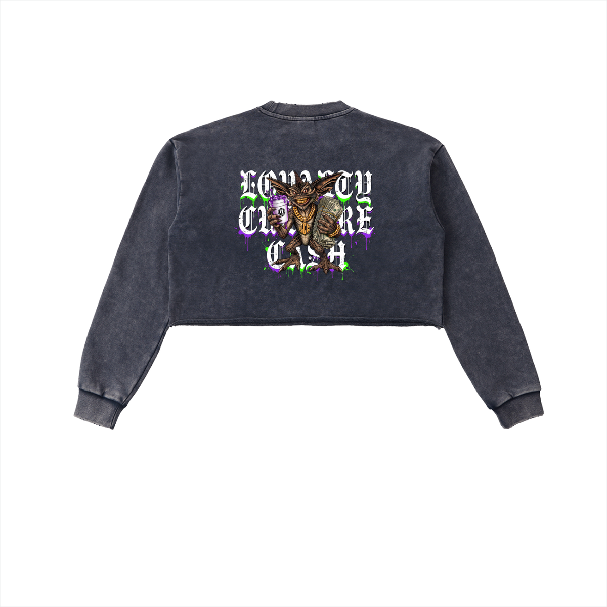 GREMLINS Snow Washed Cropped Sweatshirt