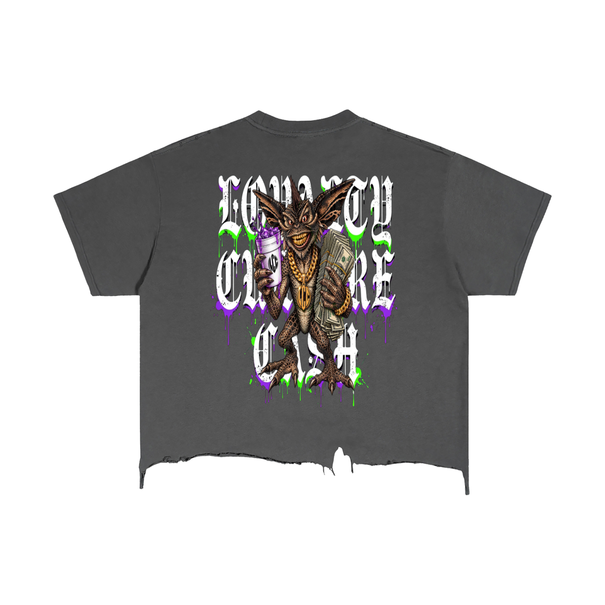 GREMLINS Vintage Wash Boxy Distressed Hem T-Shirt