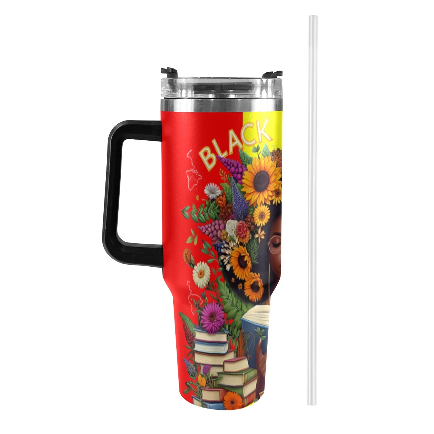 BLACC HISTORY FLOWER 40oz Tumbler with Black Handle