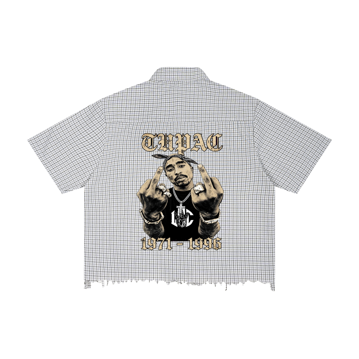 TUPAC Distressed Plaid Boxy Shirt