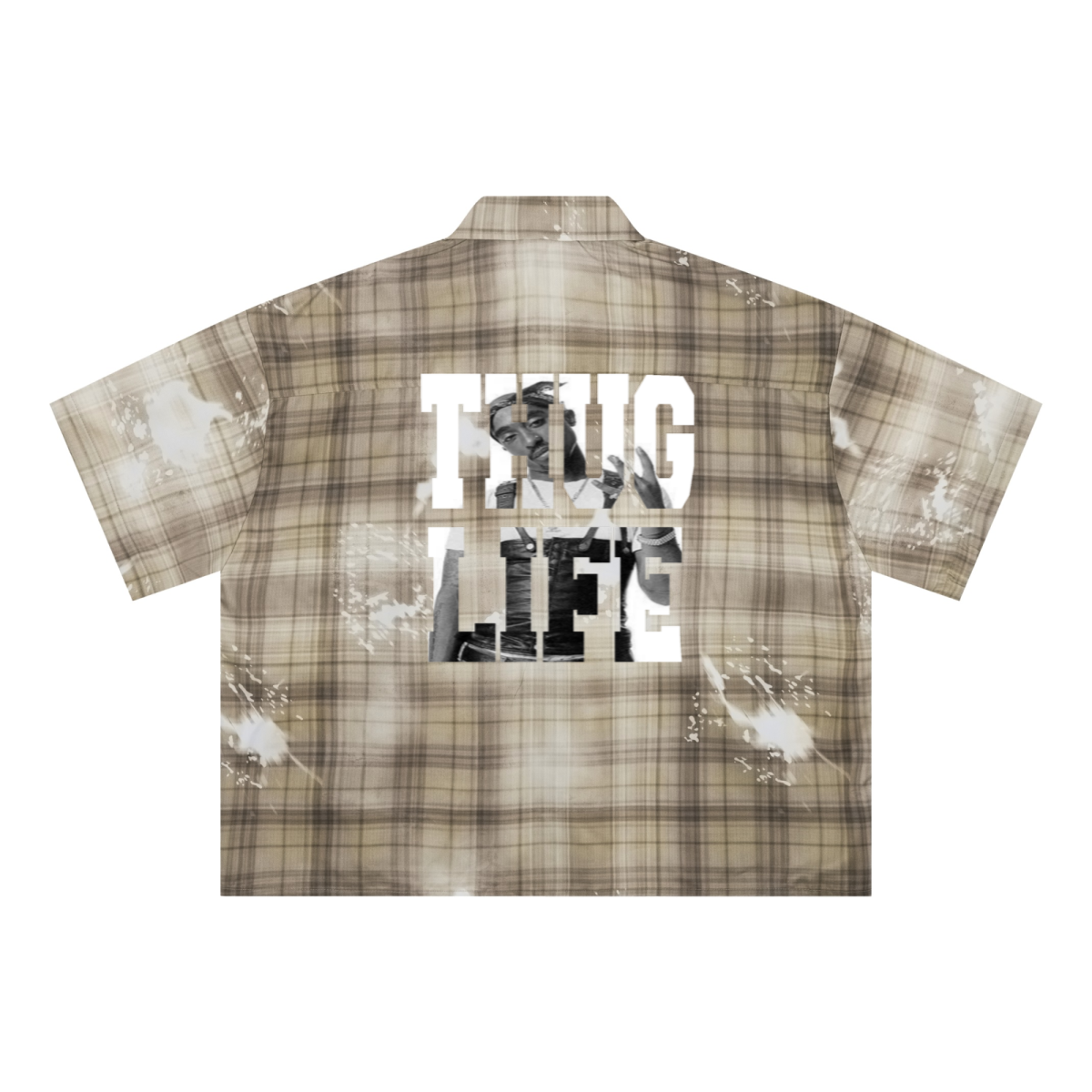 200GSM Tencel Twill Plaid Print Boxy Workwear Shirt Khaki