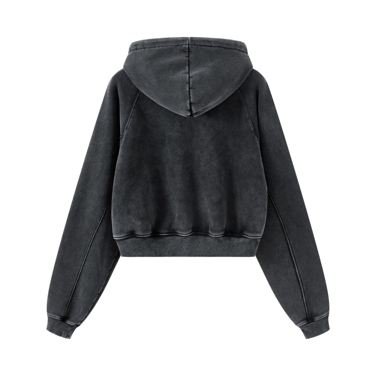 400GSM Women’s Retro-Wash Raglan Cropped Hoodie Snow wash