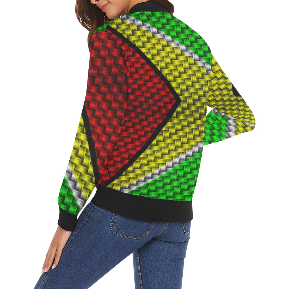 GUYANA FLAG All Over Print Bomber Jacket for Women (Model H19)