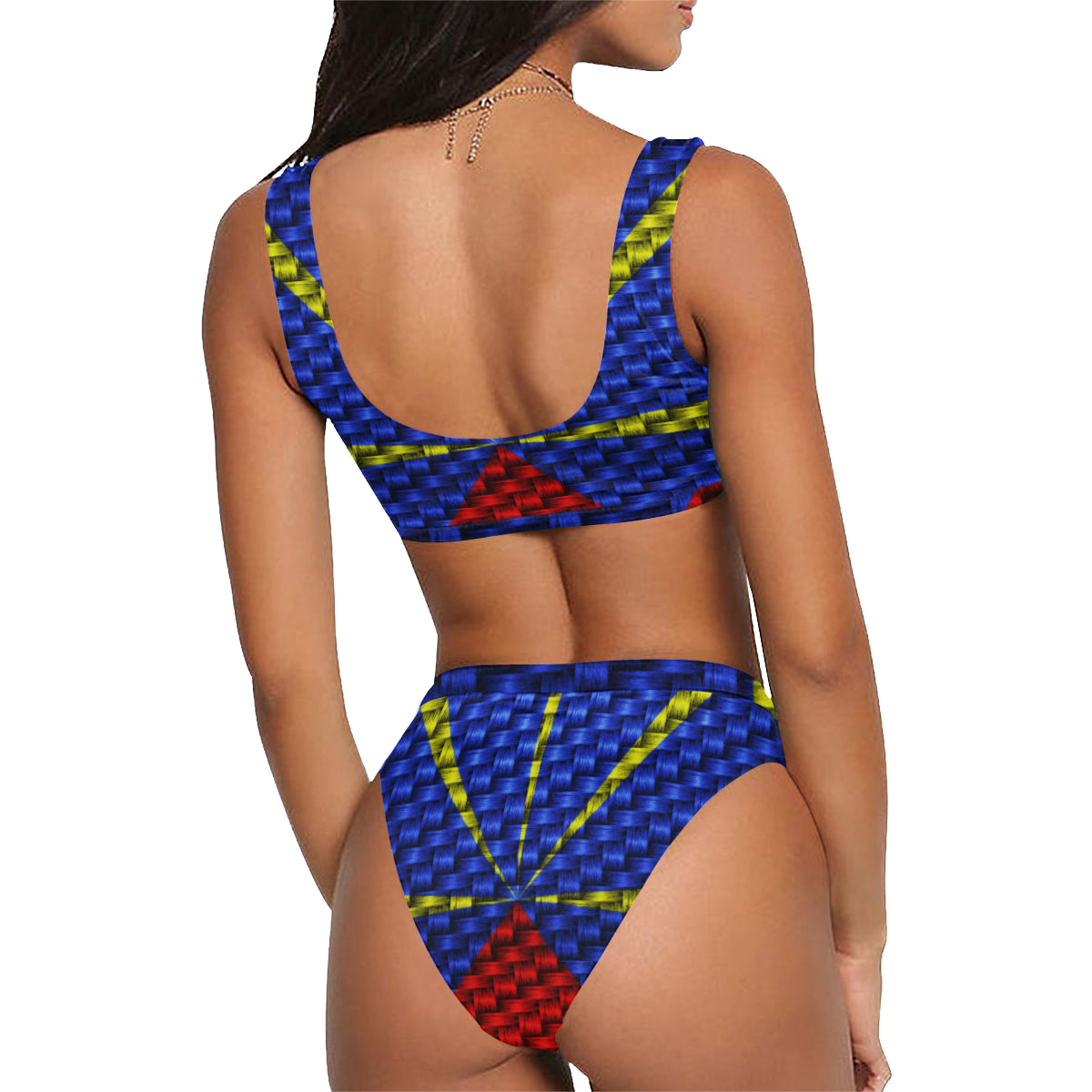 LA REUNION FLAG Sport Top & High-Waisted Bikini Swimsuit