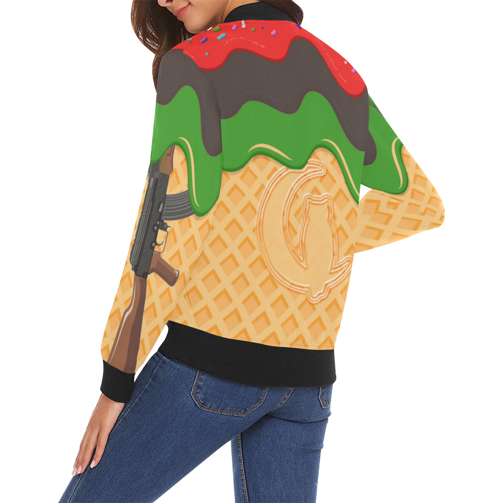 RBG ICE CREAM All Over Print Bomber Jacket for Women (Model H19)