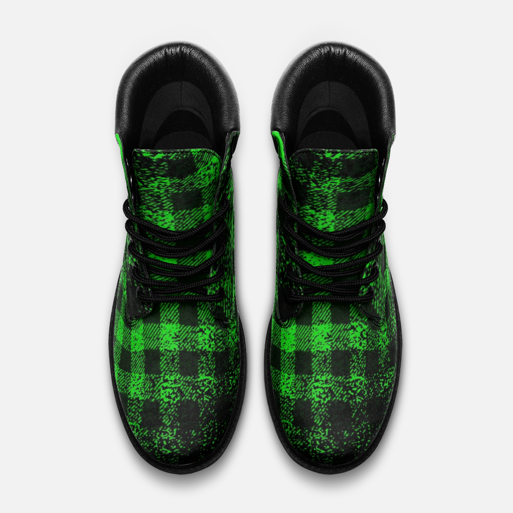DUSTY PLAID GREEN Casual Leather boots TB