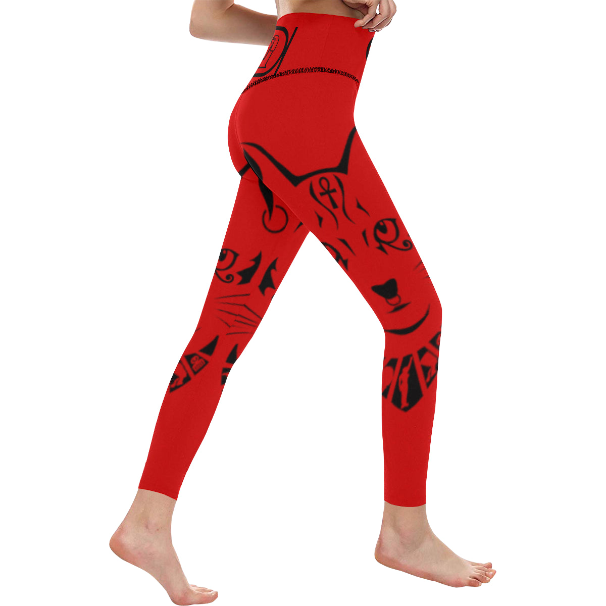 BASTET RED High-Waisted Leggings