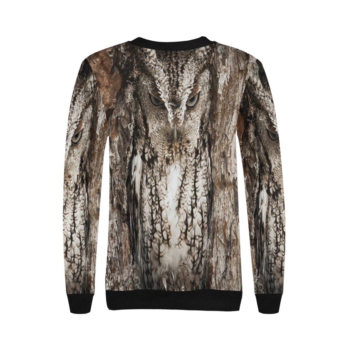 HIDDEN OWL Women's Rib Cuff Crew Neck Sweatshirt (Model H34)