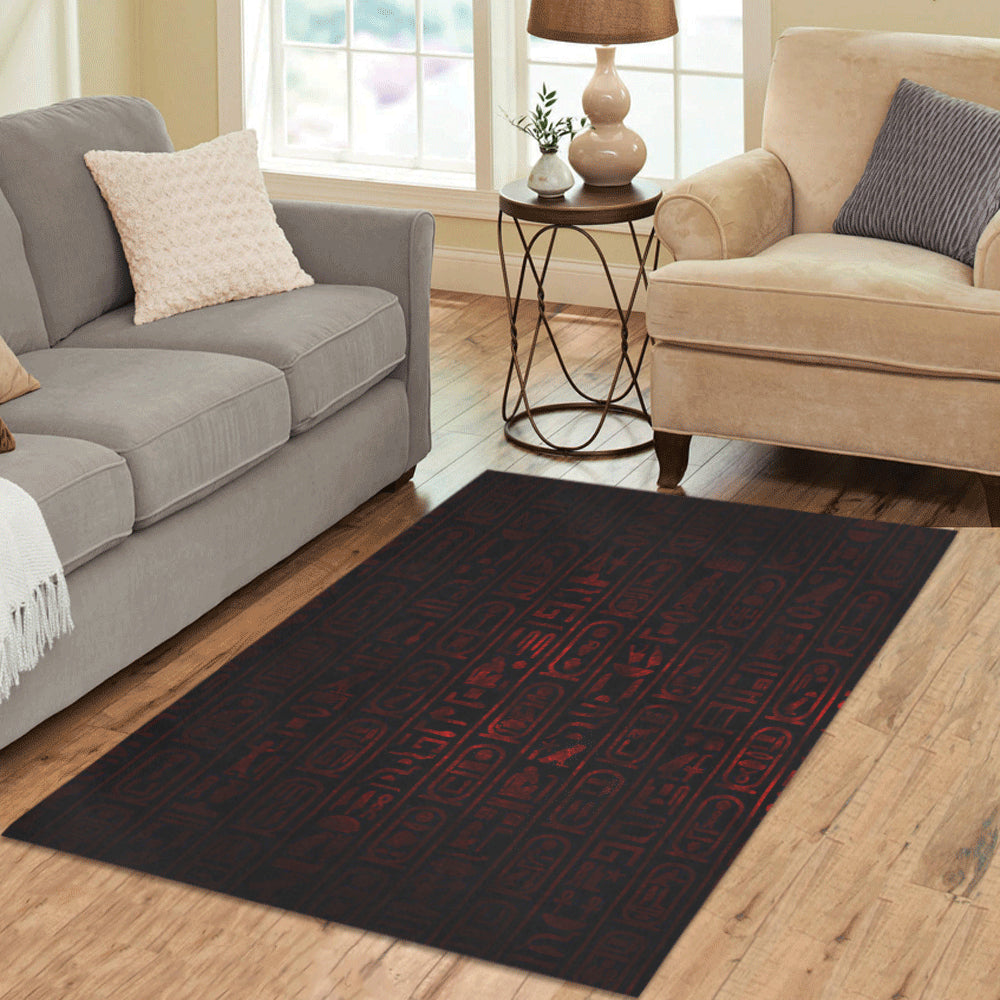 HIEROGLYH RED Area Rug 5'3''x4'