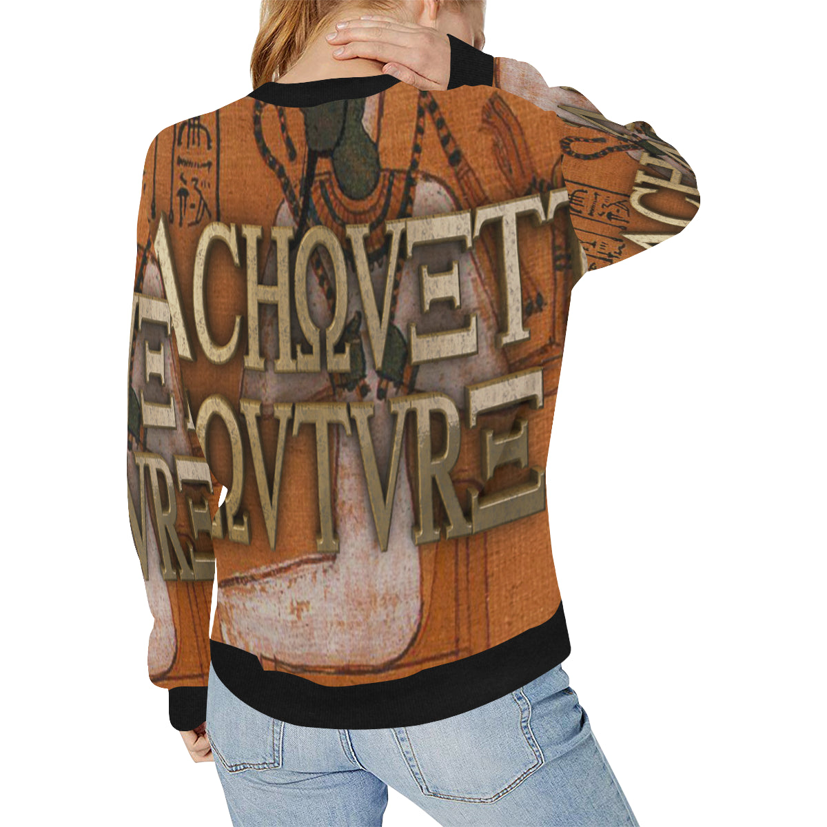 AUSAR Women's Rib Cuff Crew Neck Sweatshirt