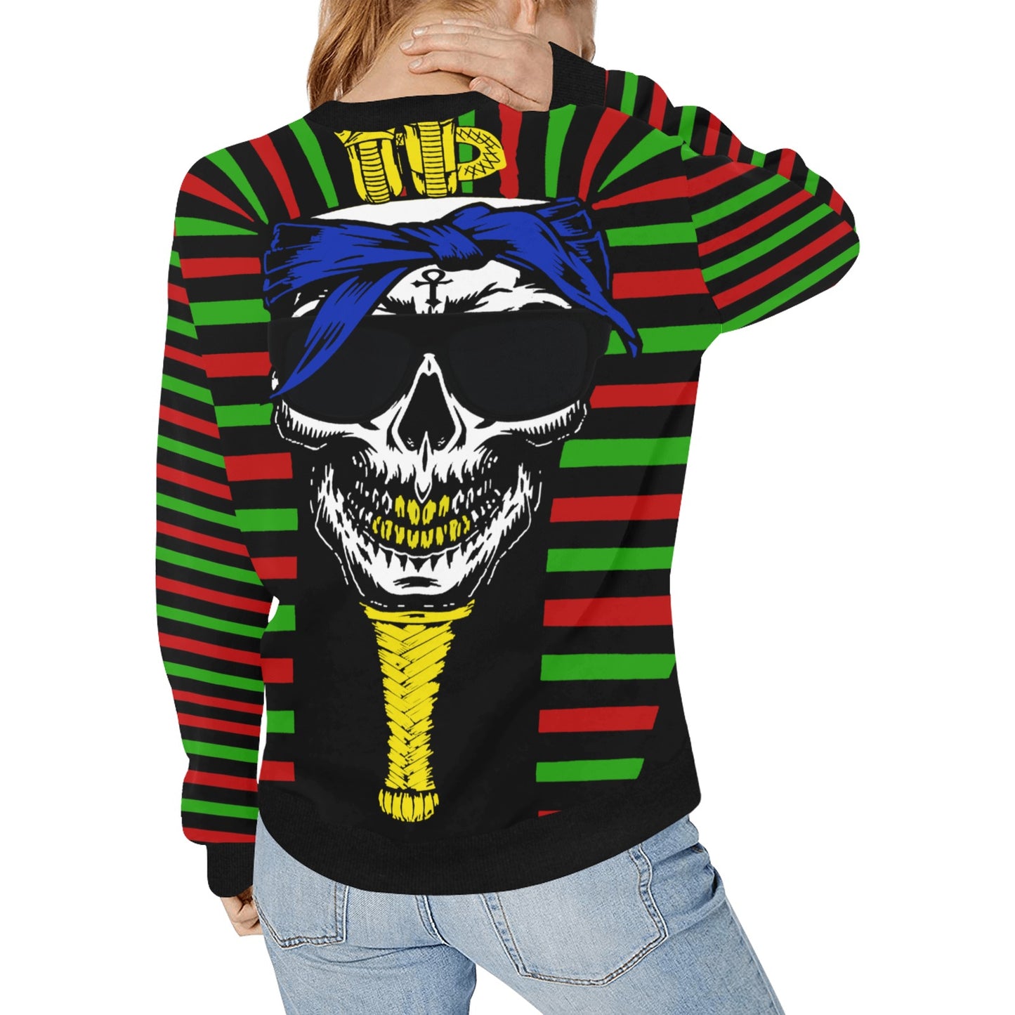 RBG C SKULL Women's Rib Cuff Crew Neck Sweatshirt