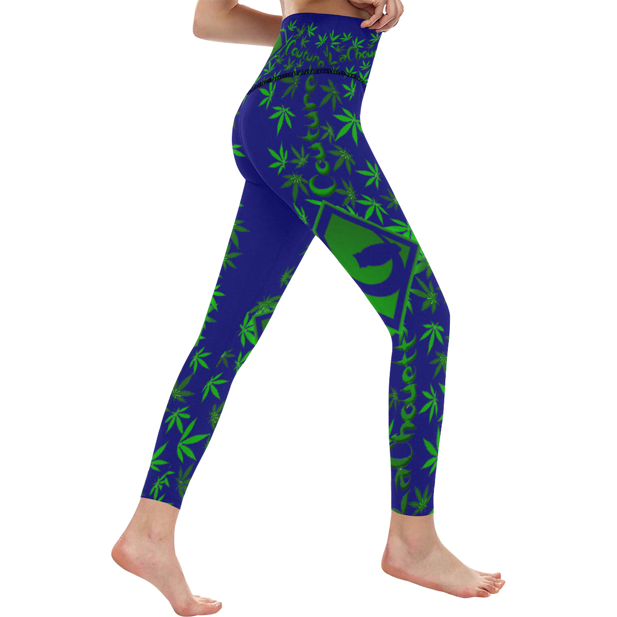 SUPER WEED BLU All Over Print High-Waisted Leggings (Model L36)