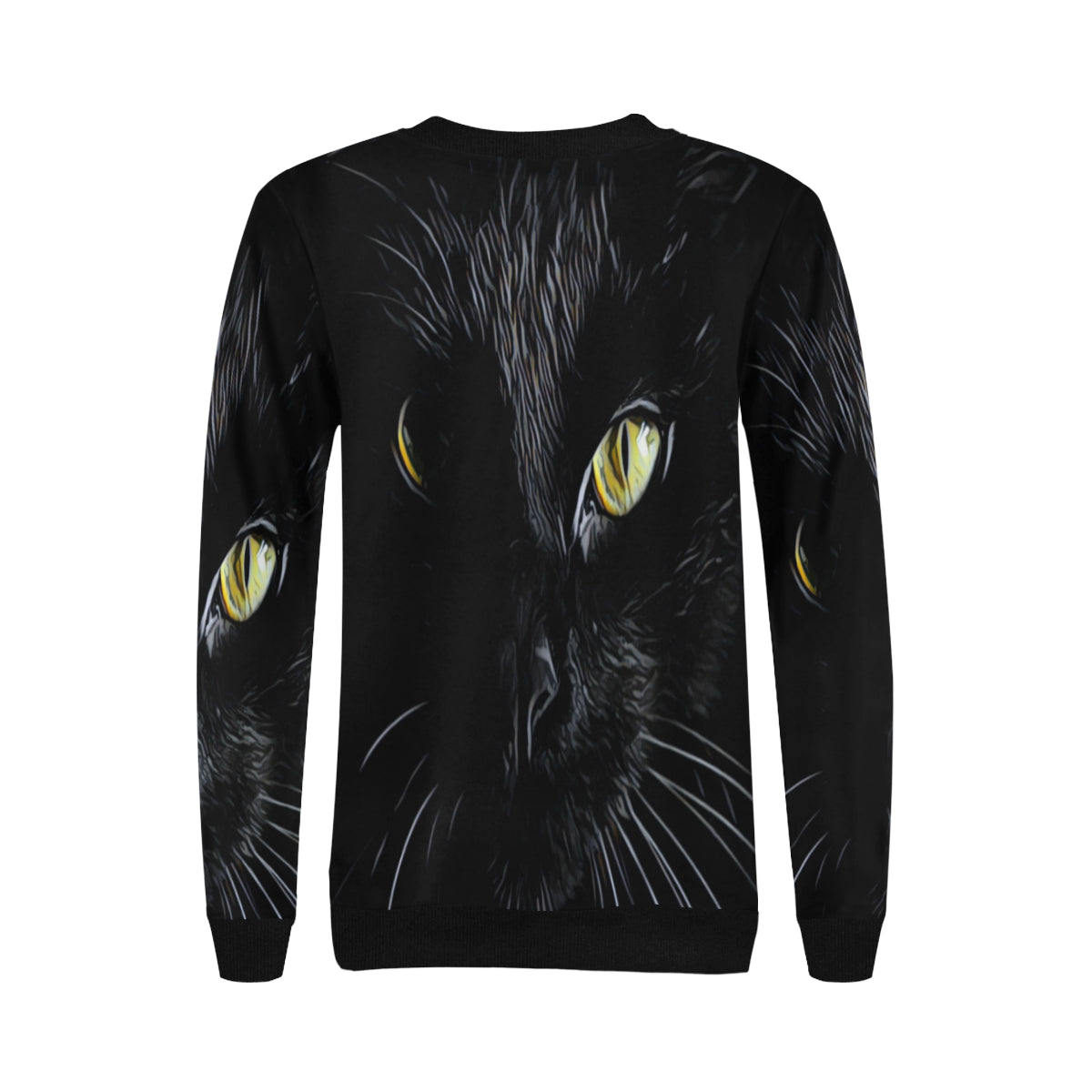 THE CAT Women's Rib Cuff Crew Neck Sweatshirt (Model H34)