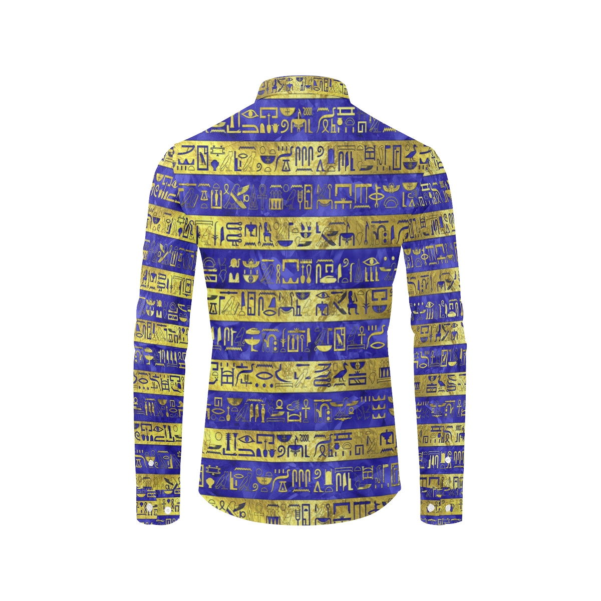 HIEROGLYPH GOLDEN BLUE Men's All Over Print Casual Dress Shirt (Model T61)