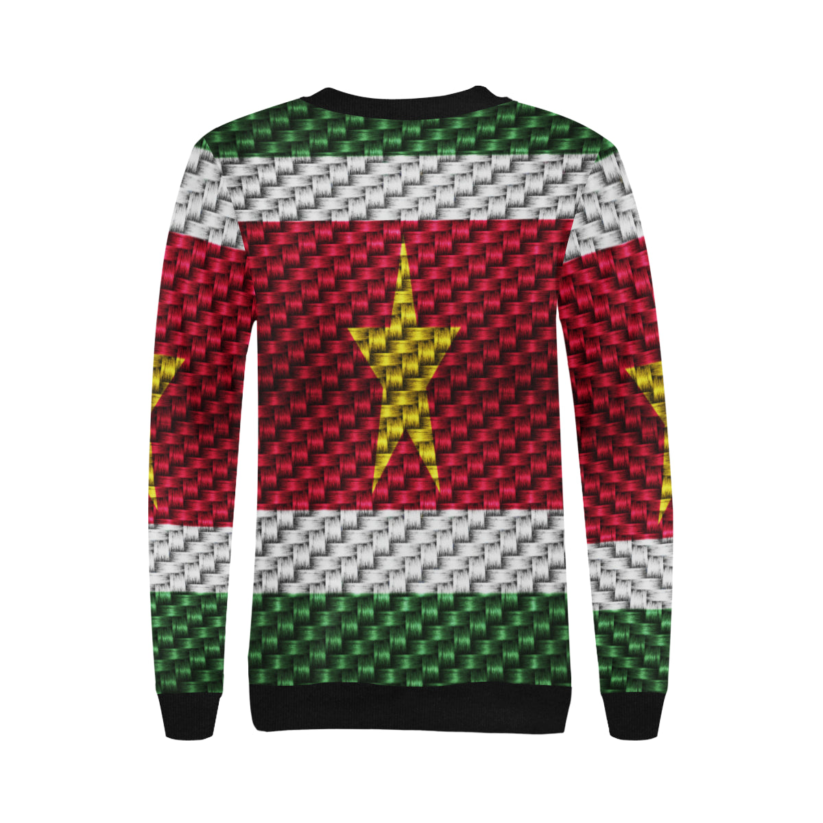 SURINAME FLAG Women's Rib Cuff Crew Neck Sweatshirt (Model H34)
