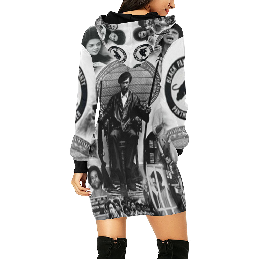 BLACK PANTHER PARTY All Over Print Hoodie Mini Dress