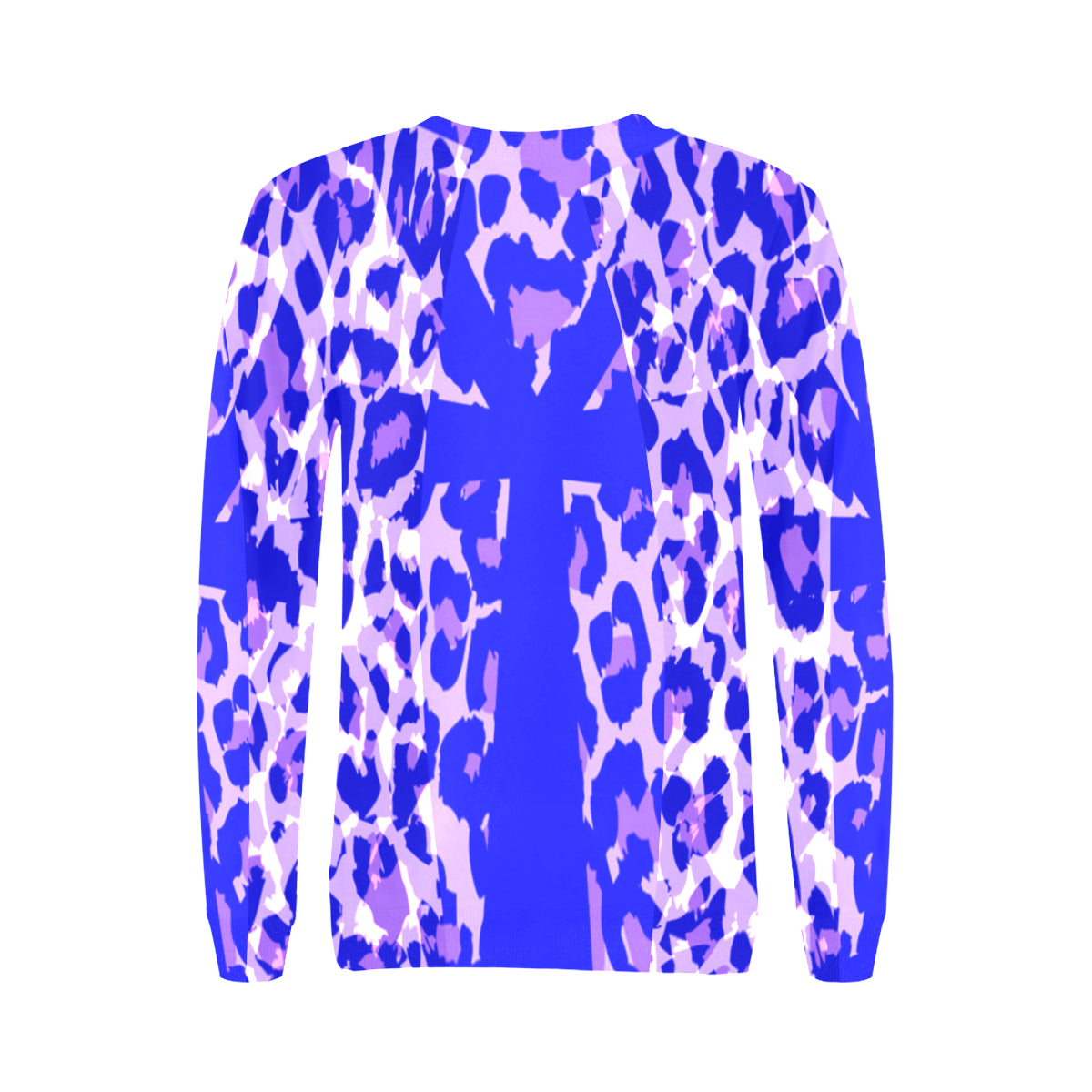 CHEETAH ANKH Women's Rib Cuff Crew Neck Sweatshirt