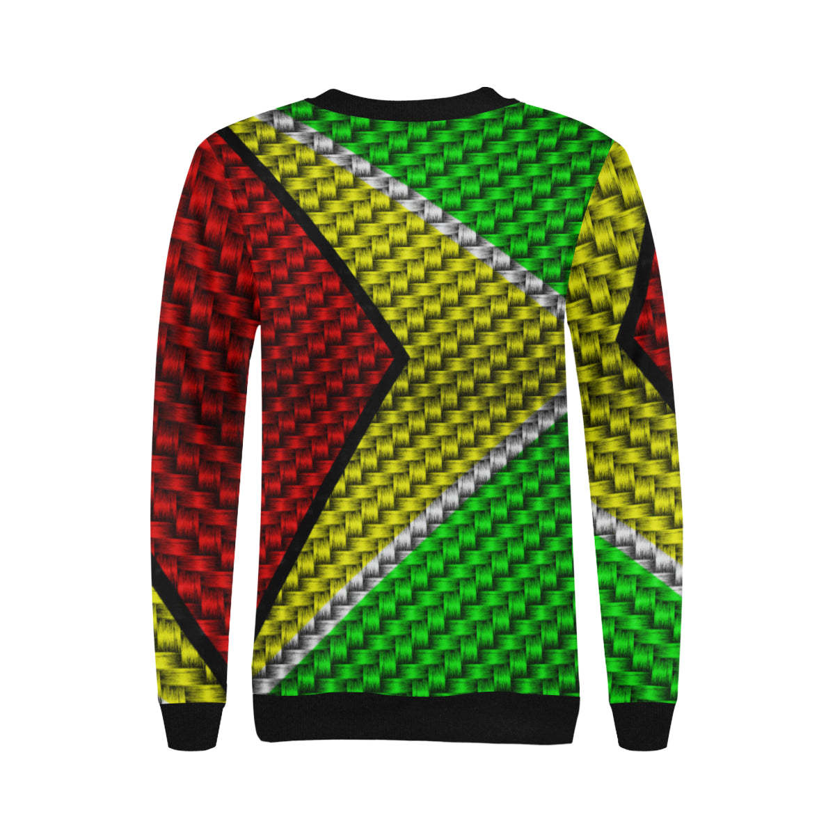 GUYANA FLAG Women's Rib Cuff Crew Neck Sweatshirt (Model H34)