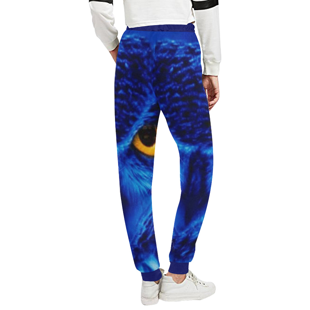 FLASHY BLUE OWL Women's All Over Print Sweatpants (Model L11)