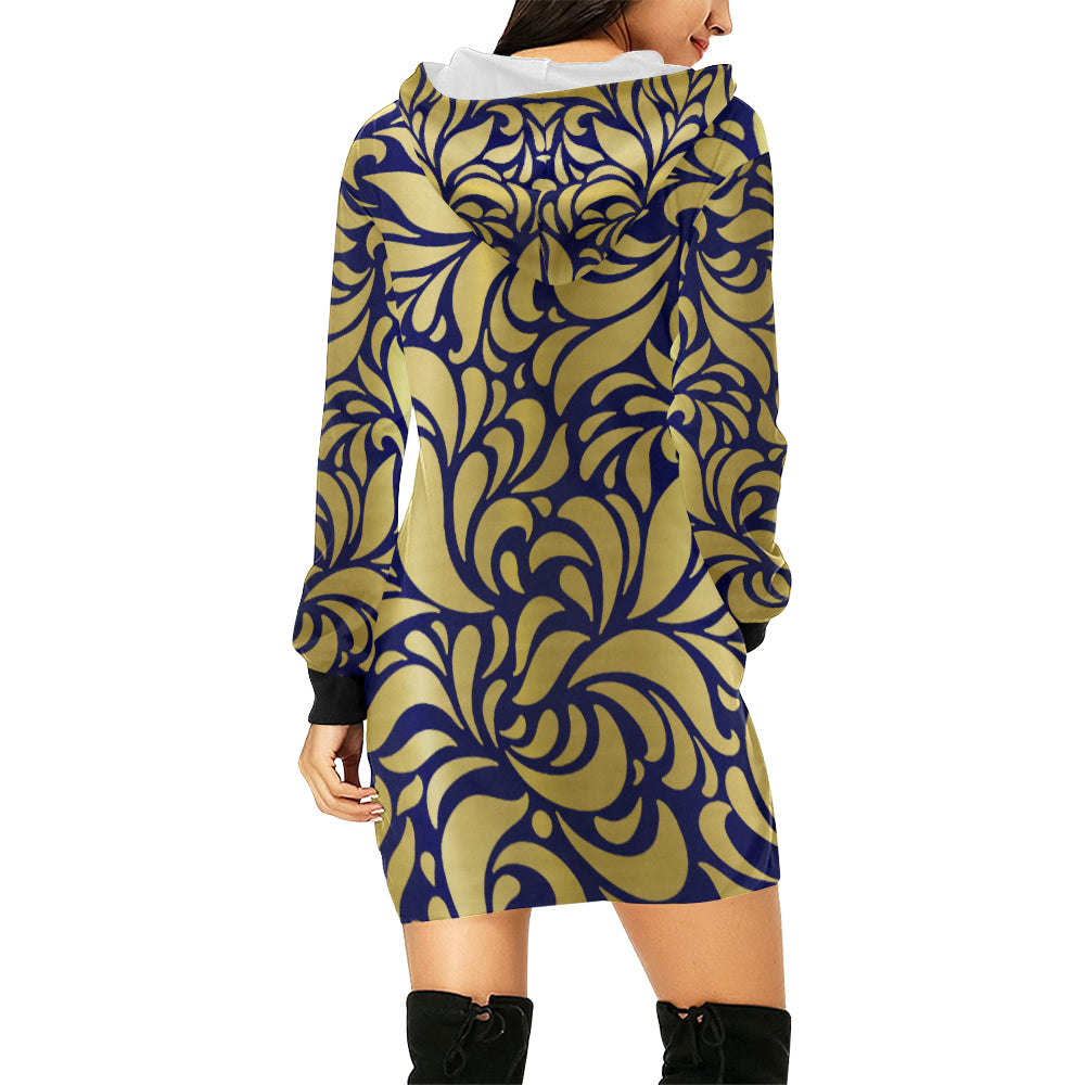 THE GORGIOUS LEAF All Over Print Hoodie Mini Dress (Model H27)
