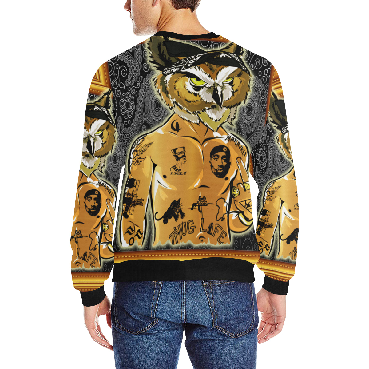 2PAC CHOUETT Men's Rib Cuff Crew Neck Sweatshirt