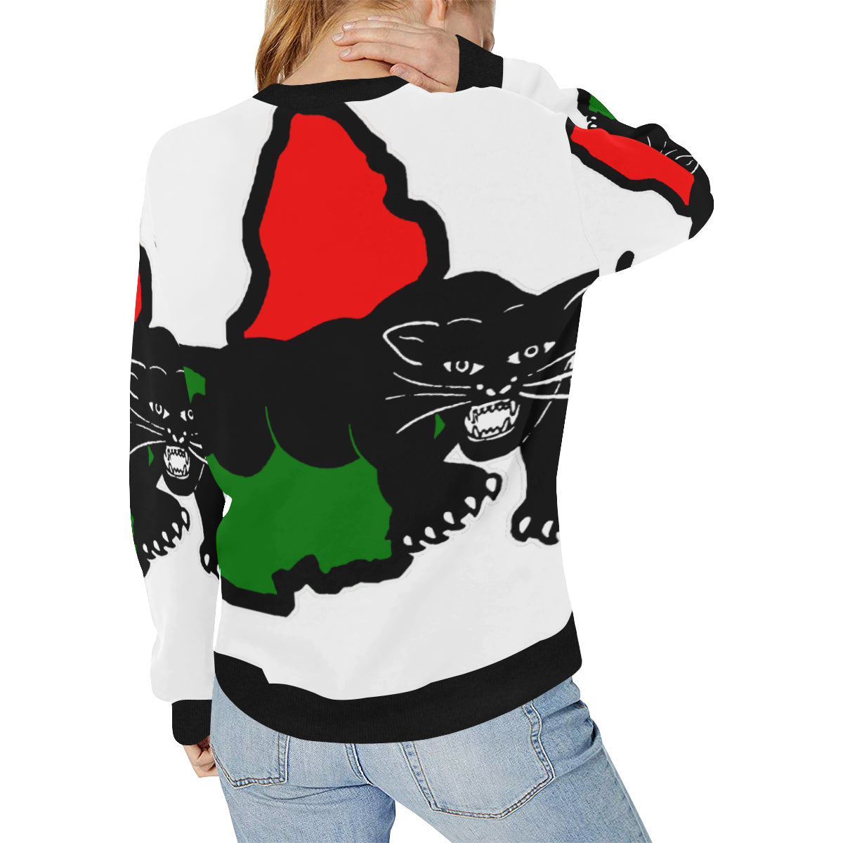 BLACC KMT PANTHER Women's Rib Cuff Crew Neck Sweatshirt
