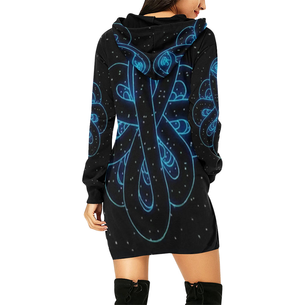 SNAKE OF CREATION WADJET All Over Print Hoodie Mini Dress (Model H27)