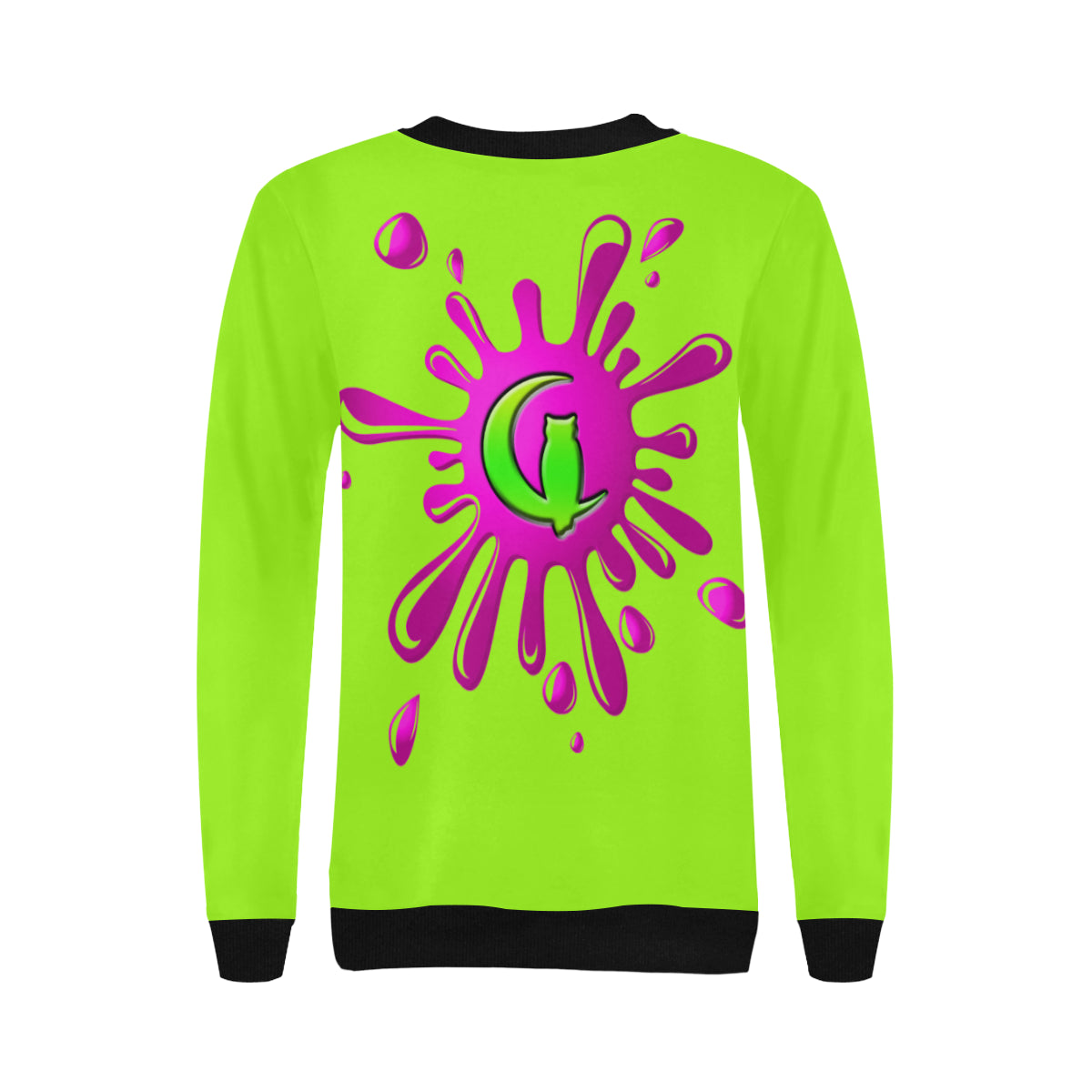 SPLASH OUT FLUO Women's Rib Cuff Crew Neck Sweatshirt (Model H34)