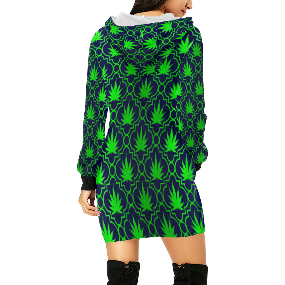 HIGHLEAF SKUNKY BLUE All Over Print Hoodie Mini Dress