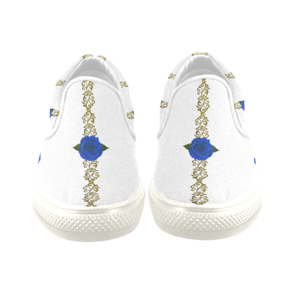 BLUE ROSES Unusual Slip-on Canvas Shoes