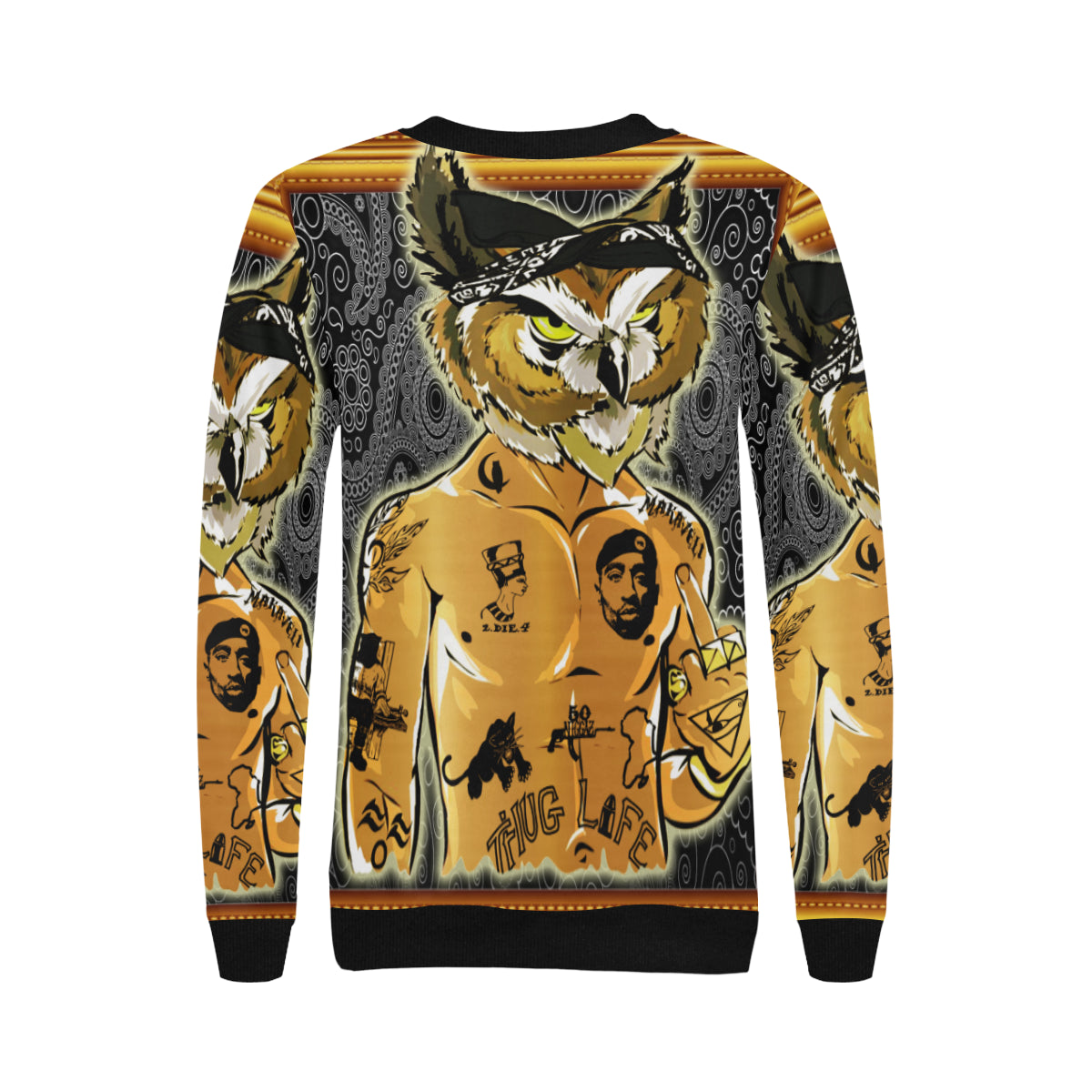 2PAC CHOUETT Women's Rib Cuff Crew Neck Sweatshirt