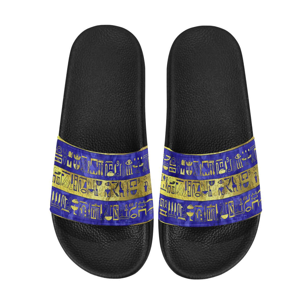 HIEROGLYPH GOLDEN BLUE Women's Slide Sandals