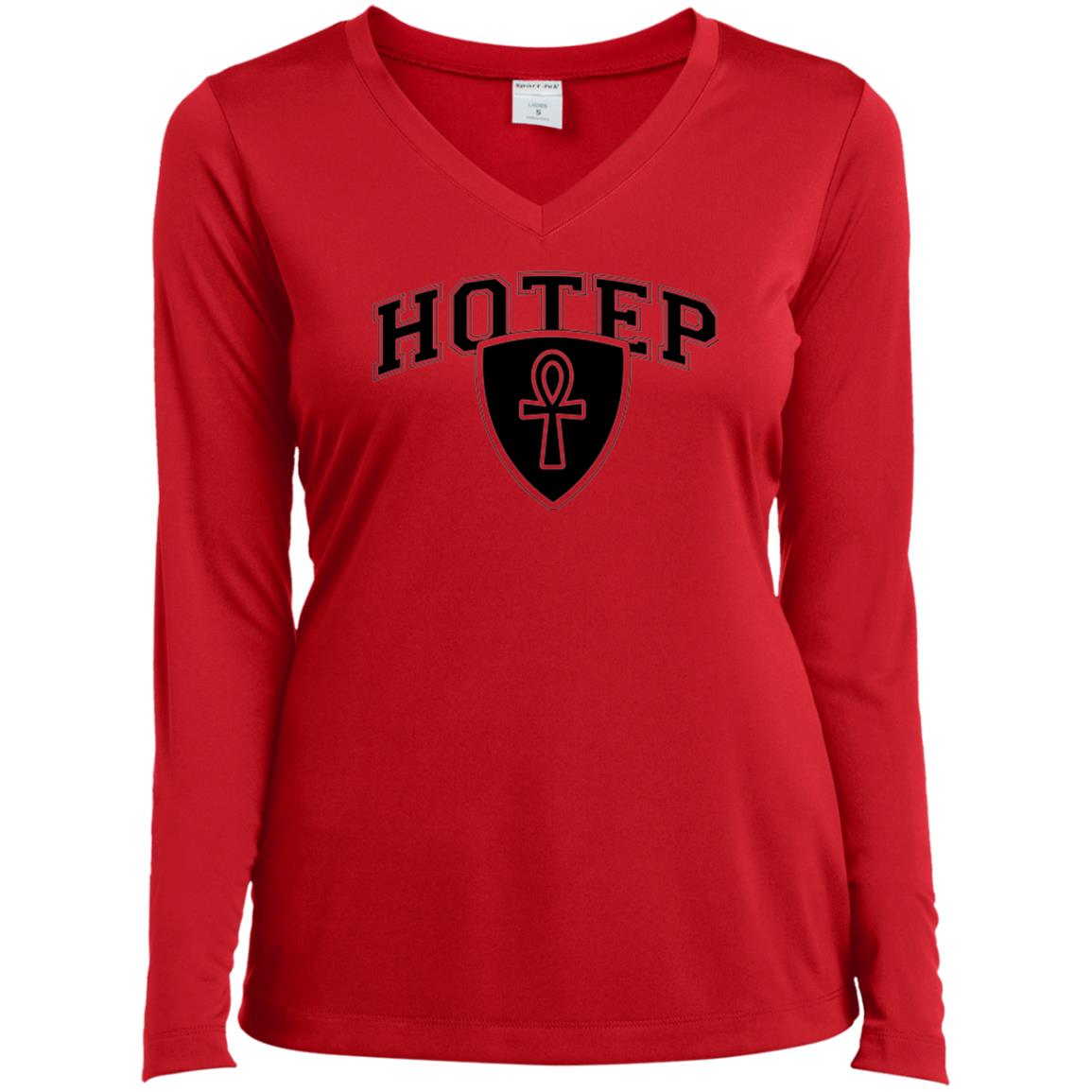 Hotep Ladies' LS V-Neck T-Shirt
