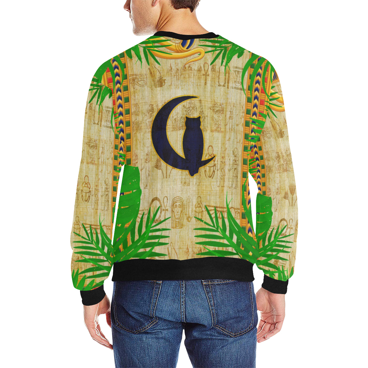 TROPICAL FOREST Men's Rib Cuff Crew Neck Sweatshirt