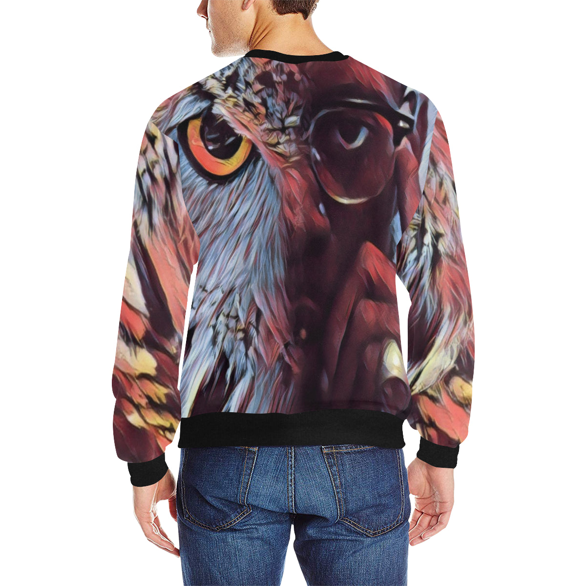 WISE OWL ME Men's Rib Cuff Crew Neck Sweatshirt