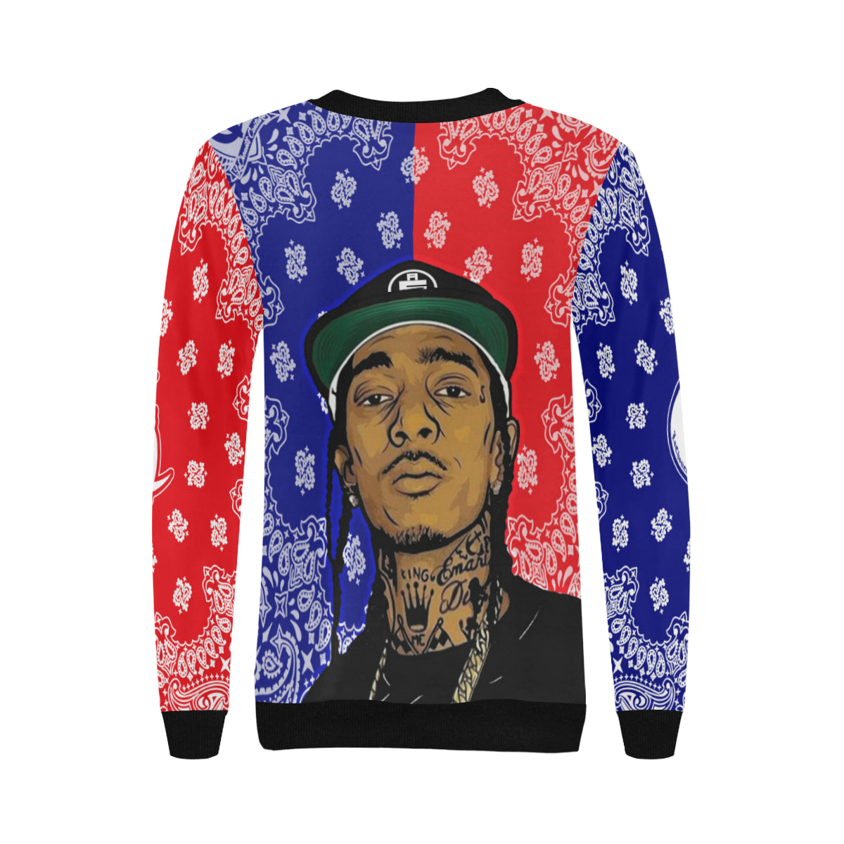 NIPSEY GANG UNITY Women's Rib Cuff Crew Neck Sweatshirt (Model H34)
