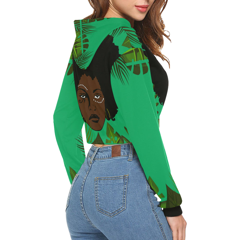 TROPICAL KWEEN All Over Print Crop Hoodie for Women