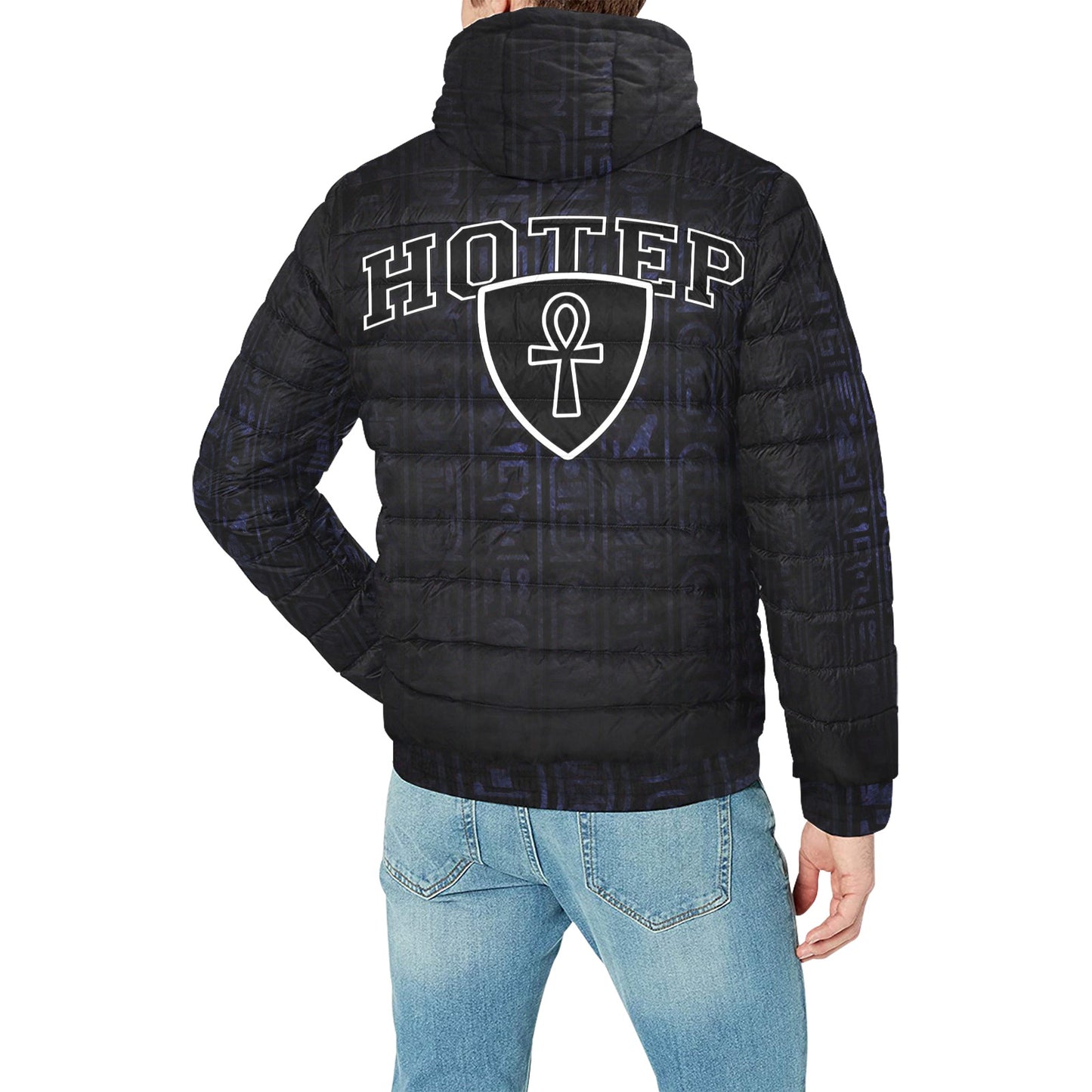 HOTEP ANKH PADDED HOODIE JACKET Men's Padded Hooded Jacket