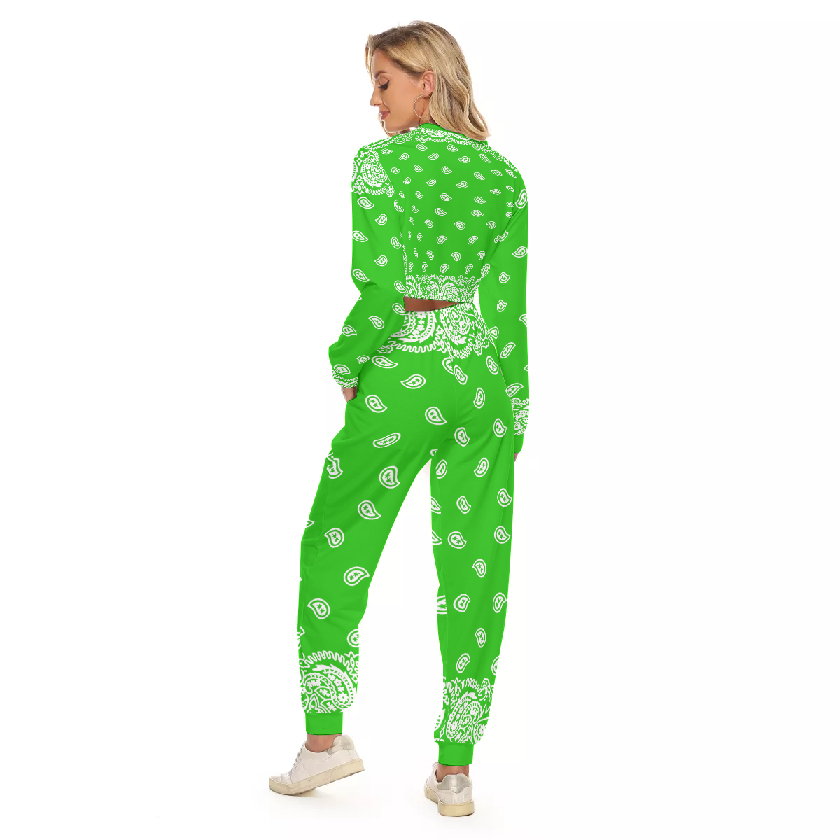 BANDANA FULLY GREEN Women's Crop Sweatshirt Suit
