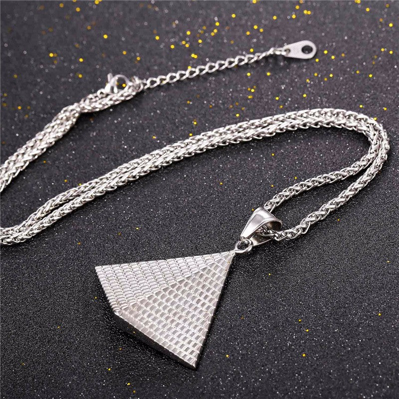 Egyptian Pyramid Women/Men Pendant Necklace Gold Stainless Steel Chain