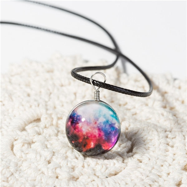 Planet Crystal Stars Ball Leather Chain Pendants