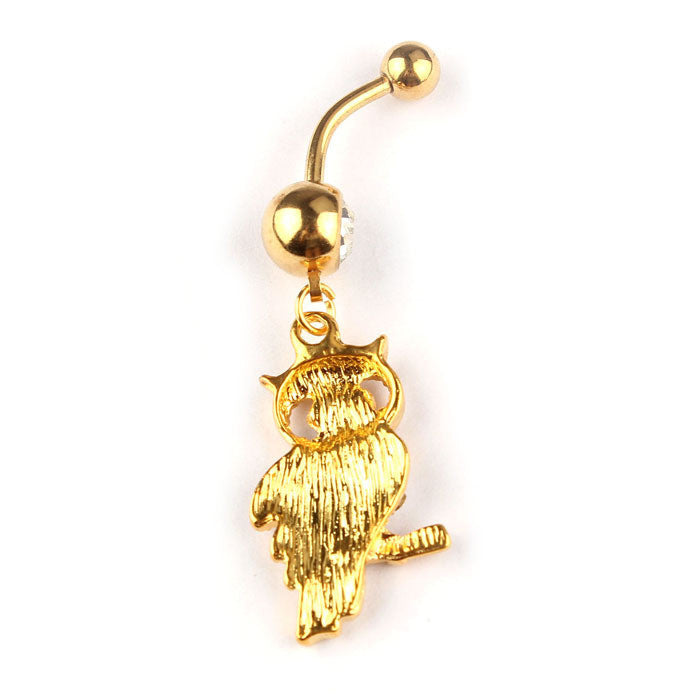 1PC Rhinestone Belly Ring Owl Gold Jewelry